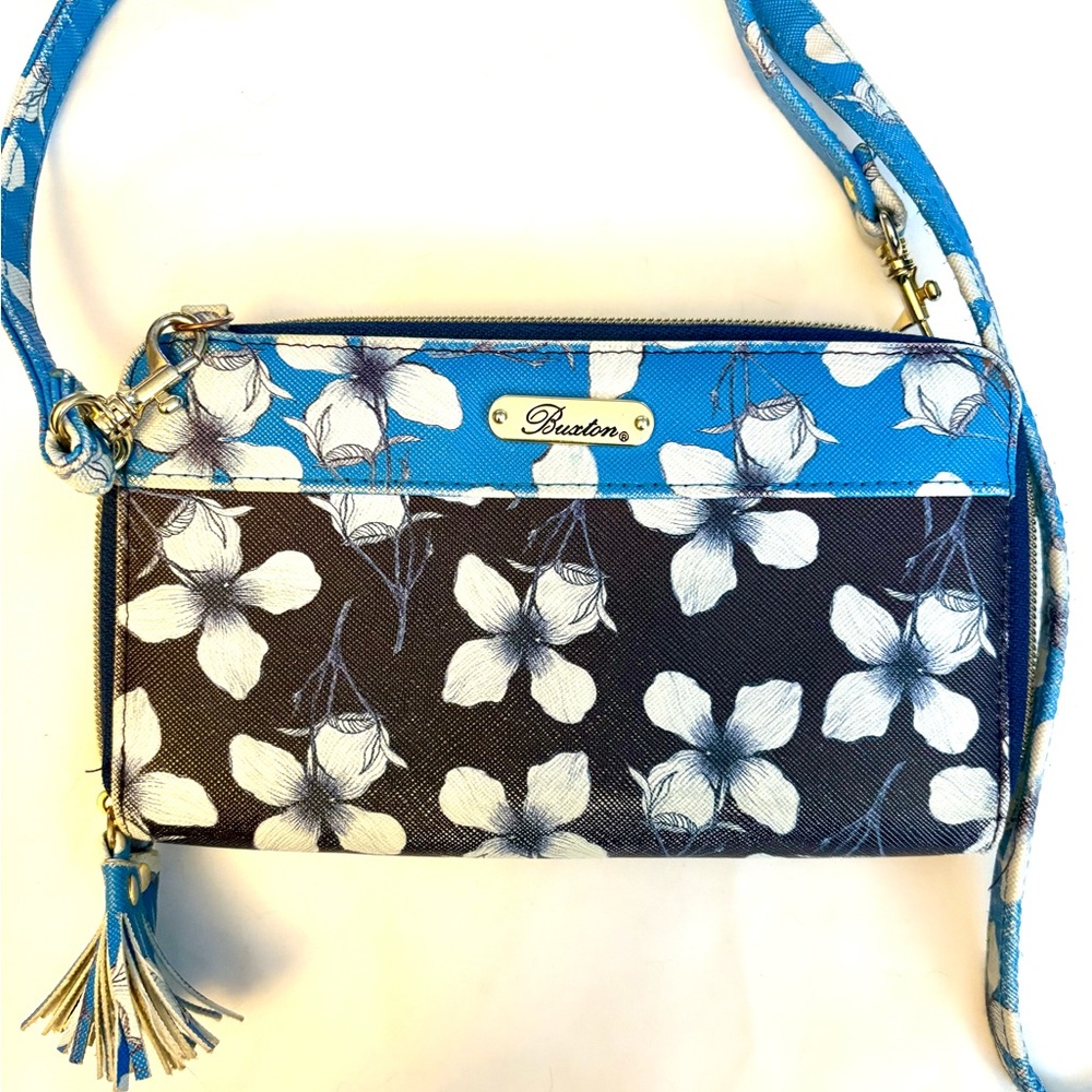 Buxton Floral Crossbody Bag in Blue and Black